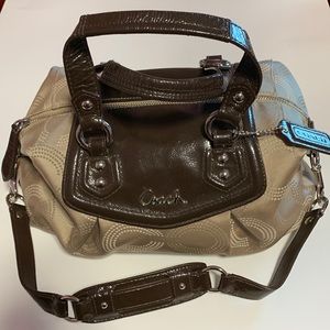 Vintage Coach sateen mahogany satchel with strap one owner like new condition
